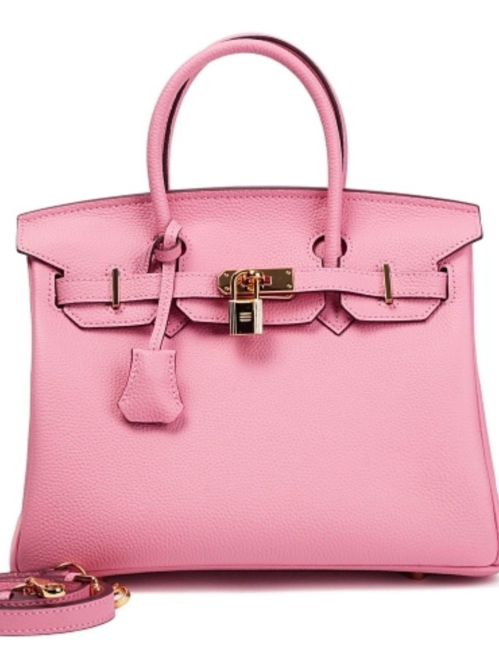 30 CM Pink Leather “ Birkin Structured”  Top-Handle Satchel~ Made in Italy